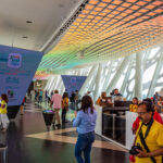 Dubai, UAE - November 28, 2018: Indoors on the top floor of the famous modern building Dubai Frame.